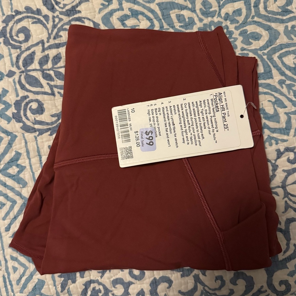 Lululemon Align HR leggings with pockets 25” Mulled Wine.